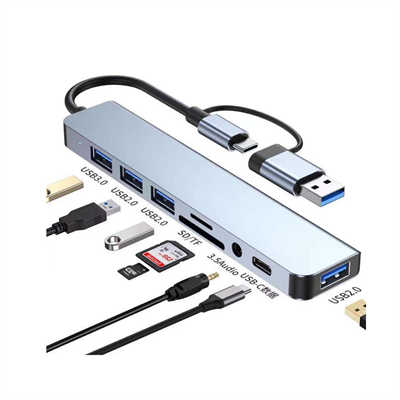 HUB70303 8-In-1 Mini Aluminum USB 3.0 Hub | Type-C Splitter - WinFitin