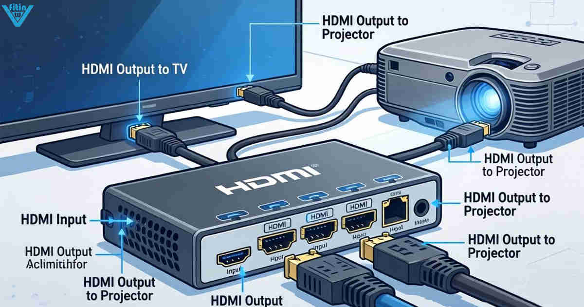 Using an HDMI Splitter to Connect a TV and Projector Simultaneously