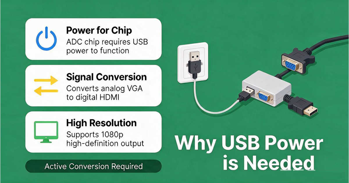 Why Your VGA to HDMI Converter Needs USB Power (And What Happens If You Skip It)